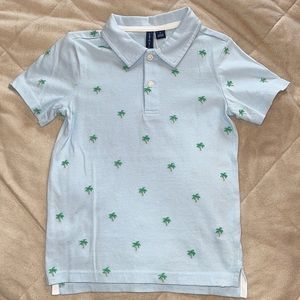 Janie and Jack Palm Tree Print Blue Polo